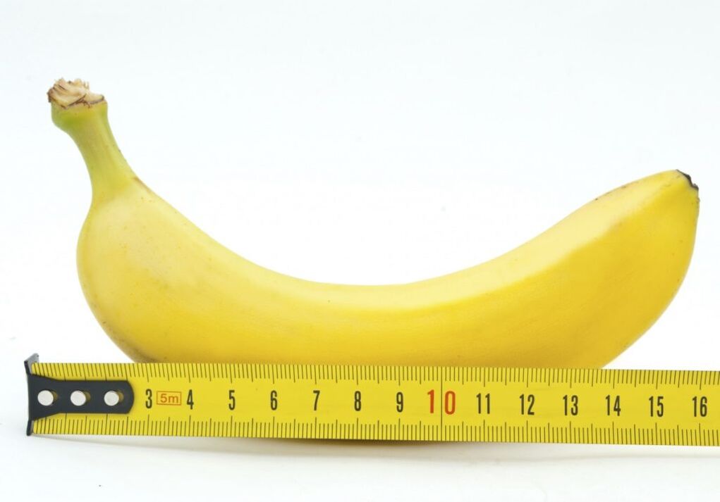 Die Bananenmessung symbolisiert die Penismessung nach einer Vergrößerungsoperation